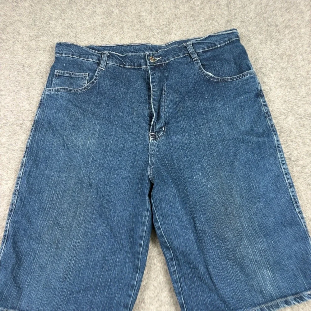 Denim‎ Jorts Mens 42 Dark Wash Baggy Star Button Y2K Skate Shorts Wide Leg Surf